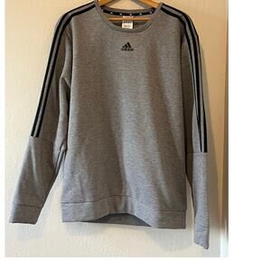 Men's Adidas Gray Black Strips Soft Comfy Sweatshirt Size Large